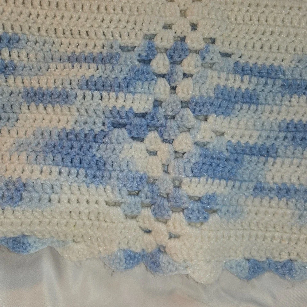 Handmade Crochet Baby Receiving Blanket Pair Yellow 36